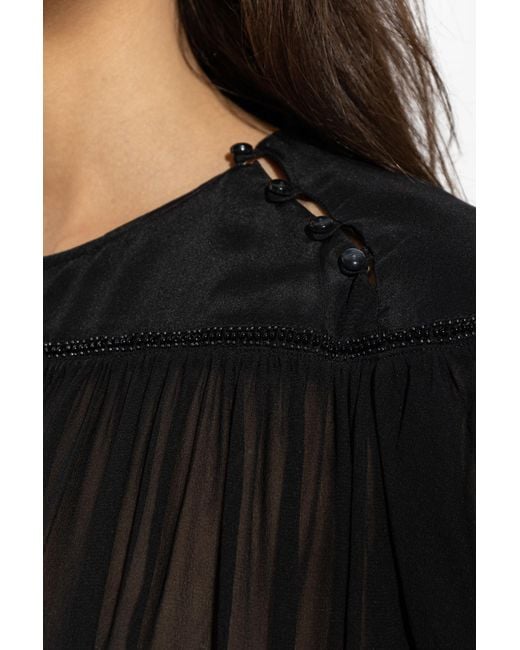 Isabel Marant Black Round Neck Short Sleeve Dress
