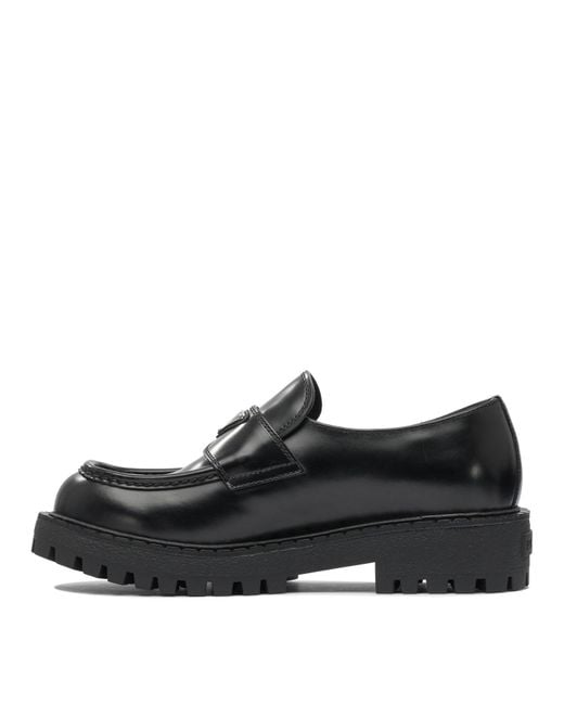 Prada Black Logo Plaque Slip-On Loafers for men