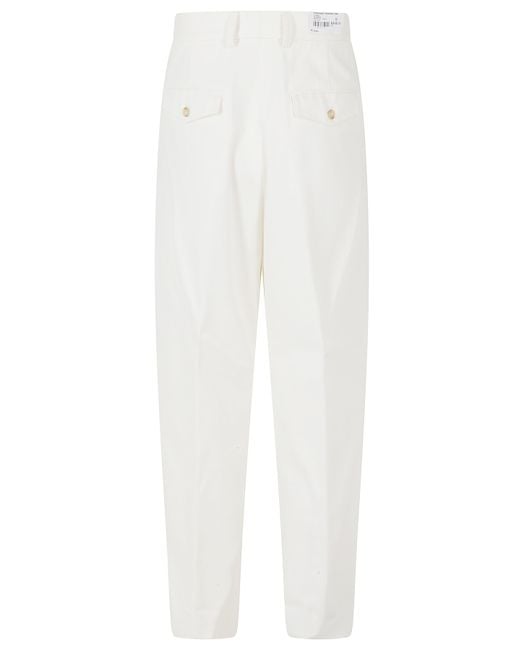 Eleventy White Casual Pants With Belt Loops for men
