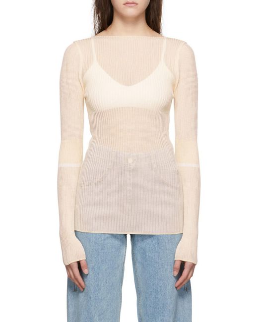 Low Classic White Boat-Neck Knitted Jumper