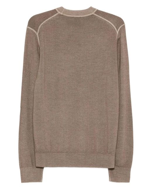 Boss Brown Crew-Neck Virgin-Wool Sweater for men