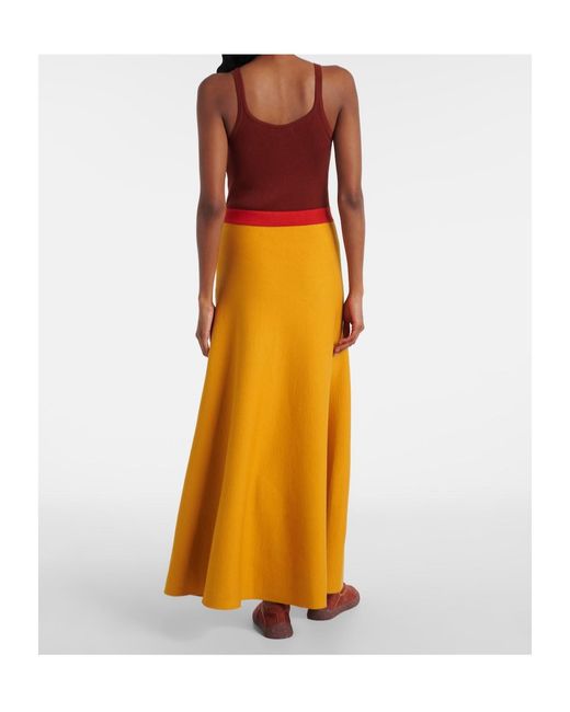 Gabriela Hearst Yellow Flaminius Colorblocked Wool Maxi Dress