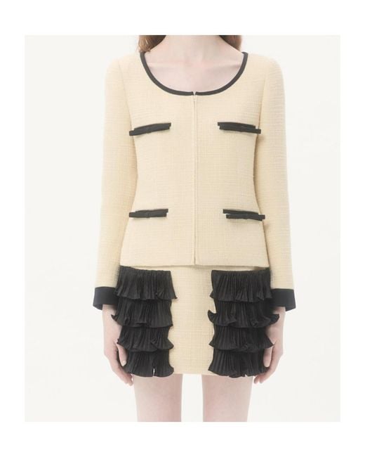Valentino Natural Bow Detailed Tweed Jacket