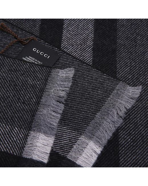 Gucci Black Striped Wool Scarf for men