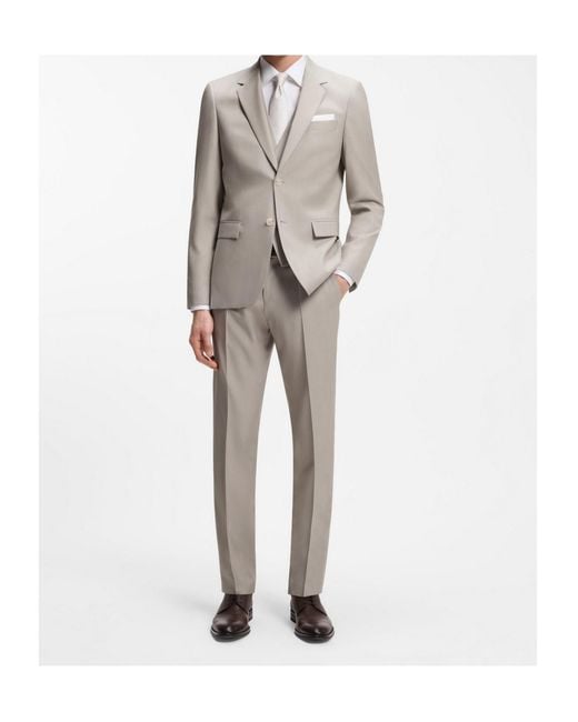 Boss Gray Boss Three-Piece Tailored Suit for men
