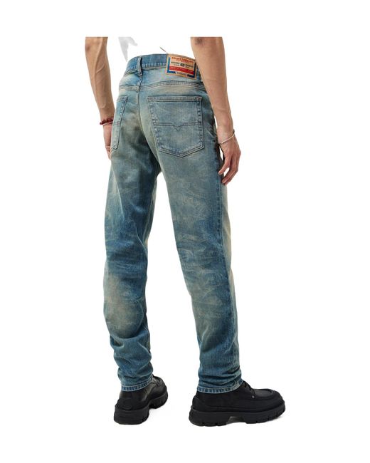 DIESEL Blue Solid Color Tapered Jeans for men