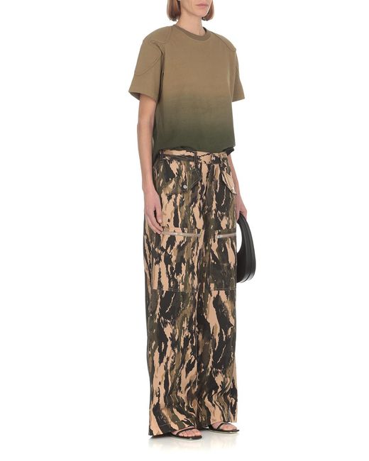 Dion Lee Green Sunfade-Effect Shoulder-Pad T-Shirt