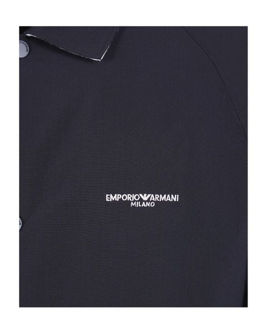Emporio Armani Blue Logo-Print Lightweight Jacket for men