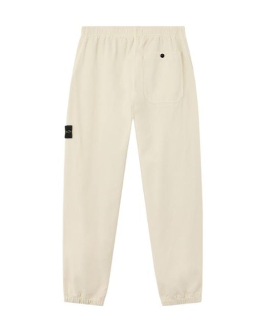 Stone Island Natural Logo Patch Elasticated Hem Trousers for men