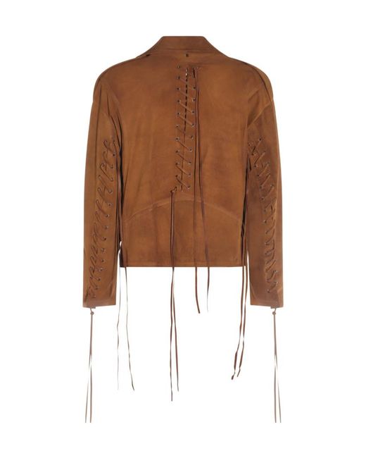 Salvatore Santoro Brown Zip Detailed Leather Jacket