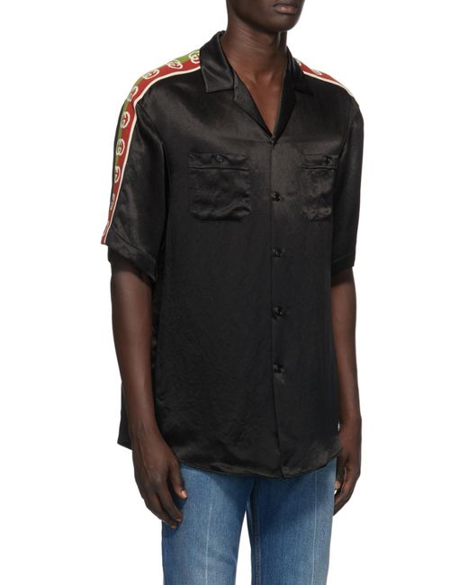Gucci Black Side-Panel Bowling Shirt for men