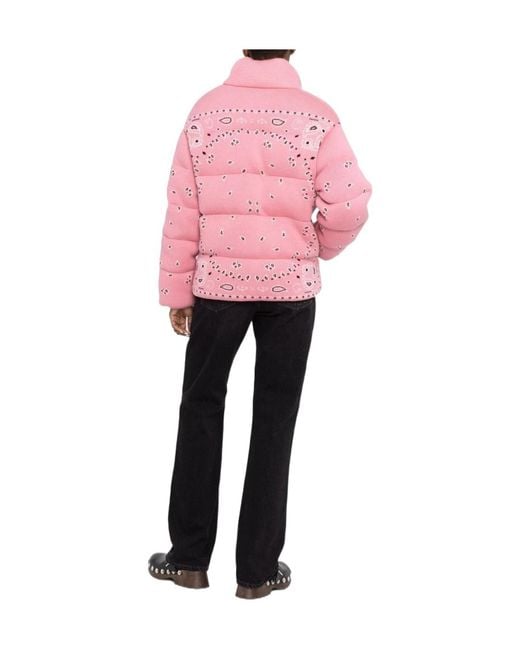 Alanui Pink Bandana-Printed Zipped Puffer Jacket