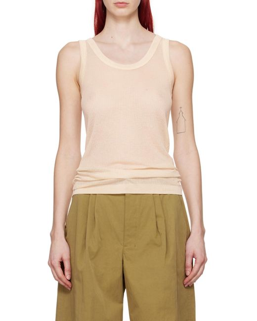 Lemaire White Ribbed Scoop Neck Tank Top