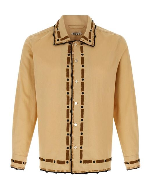 Bode Natural 'Beaded Ryegrass' Shirt for men
