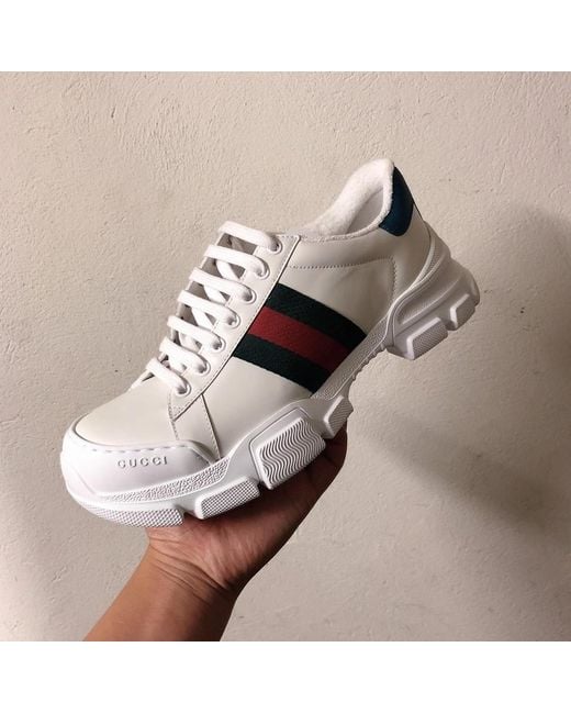 Gucci White Web Low-Top Sneakers for men