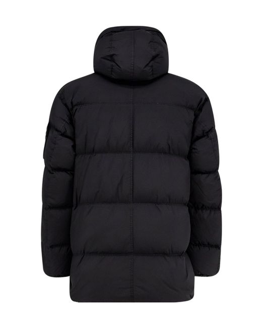 Stone Island Black Hooded Down Parka for men