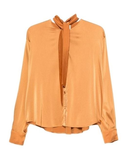 Forte_forte Orange Pussy-Bow Button-Down Shirt