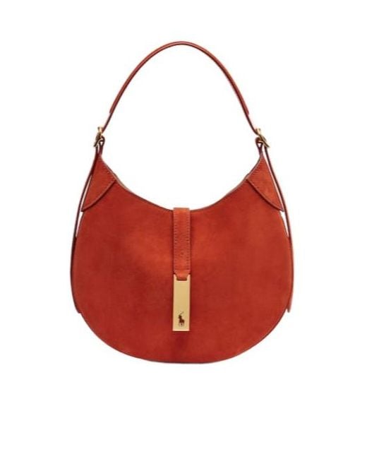 Polo Ralph Lauren Red Solid-Color Leather Tote Bag