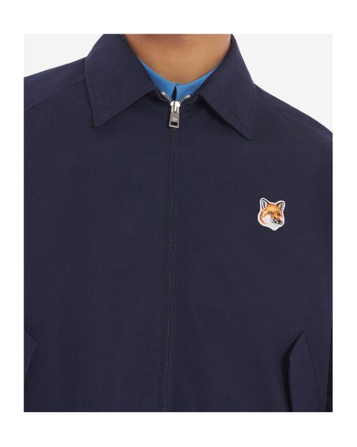 Maison Kitsuné Blue Maison Kitsuné Fox Head Patch Zipped Jacket for men