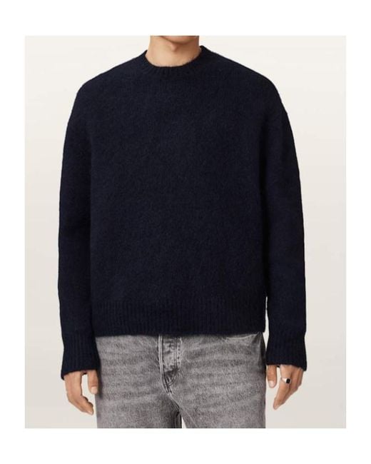 AllSaints Blue Coby Oversized Wool Blend Sweater for men