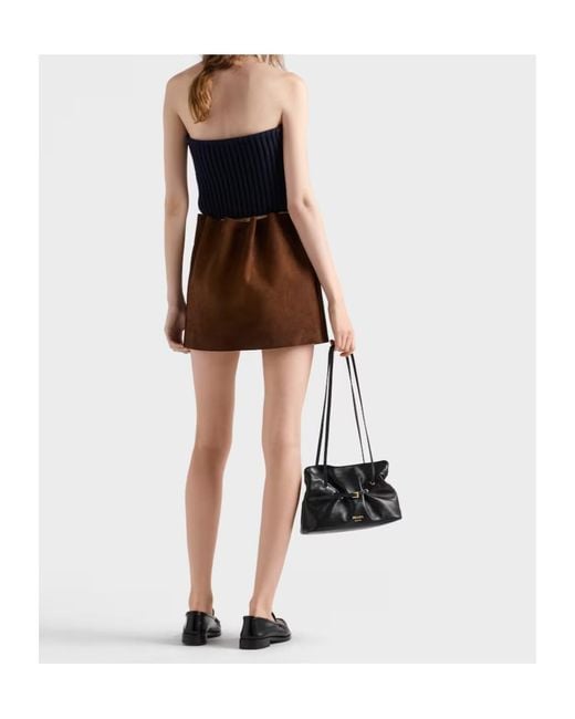 Prada Blue Ribbed Bandeau Top