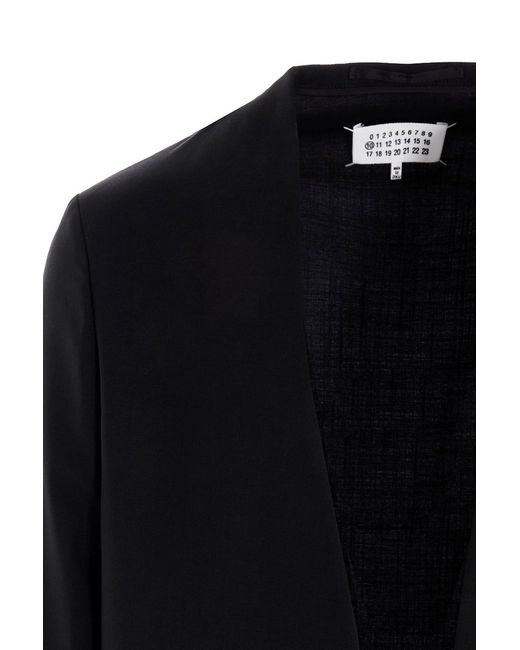 Maison Margiela Blue Single-Breasted V-Neck Blazer for men