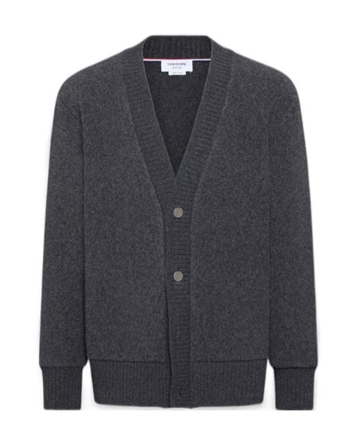 Thom Browne Blue Long-Sleeved V-Neck Cardigan for men