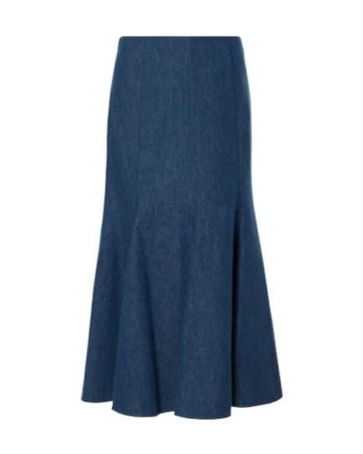 Gabriela Hearst Blue Amy Flared Cotton And Linen Midi Skirt