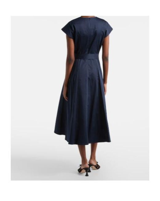 Carolina Herrera Blue Cotton-Blend Sateen Midi Dress