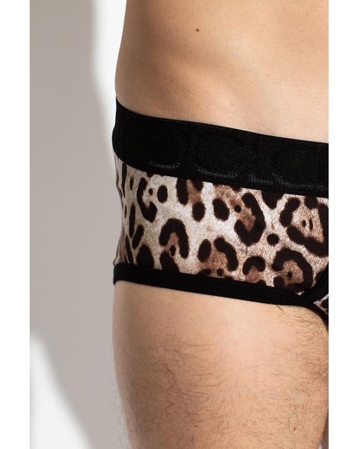 Dolce & Gabbana Black Leopard-Print Boxer Briefs for men