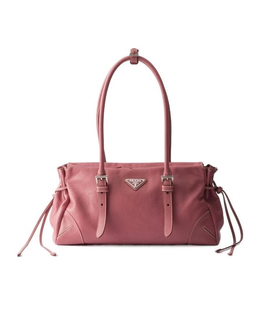 Prada Pink Karin Medium Antiqued Leather Tote Bag
