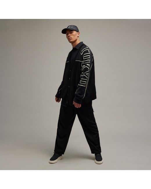 Y-3 Black Logo Intarsia-Knit V-Neck Buttoned Cardigan for men