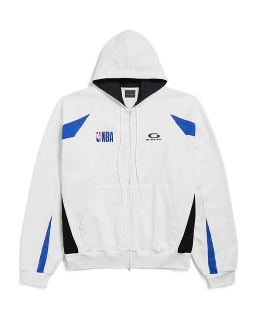Balenciaga Blue Nba Collaboration Oversized Zip-Up Hoodie for men
