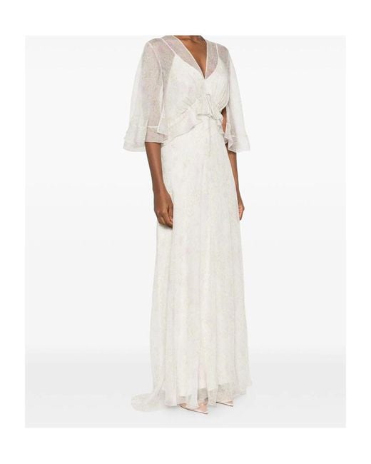 Alberta Ferretti White Short Sleeve Dress