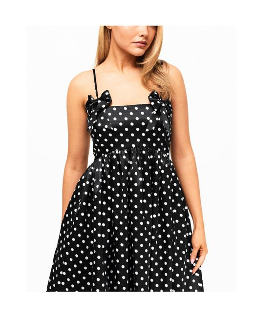 Ganni Black Satin Polka Dot Dress