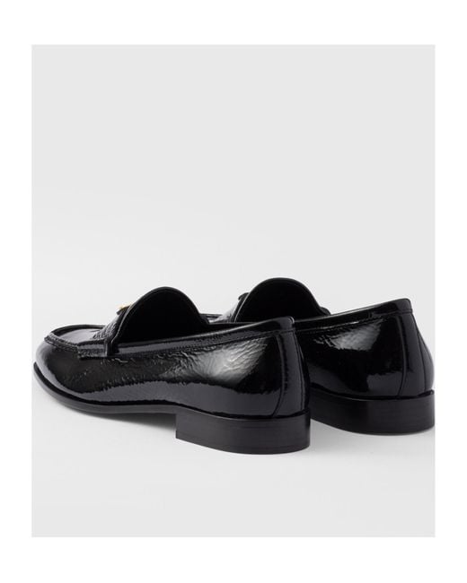 Prada Black Naplak Patent Leather Loafers