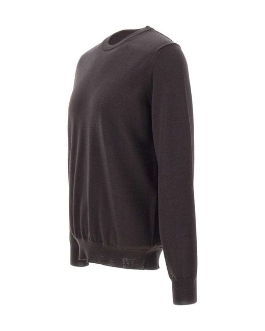 Kangra Cashmere Gray Kangra Crew-Neck Ribbed-Trim Sweater for men