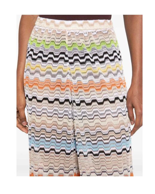 Missoni White Zigzag-Knit Palazzo Pants