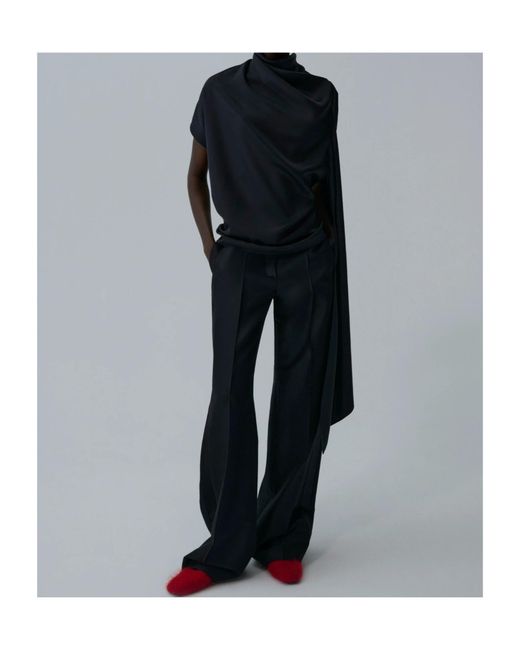 Magda Butrym Black Asymmetric Drape Top