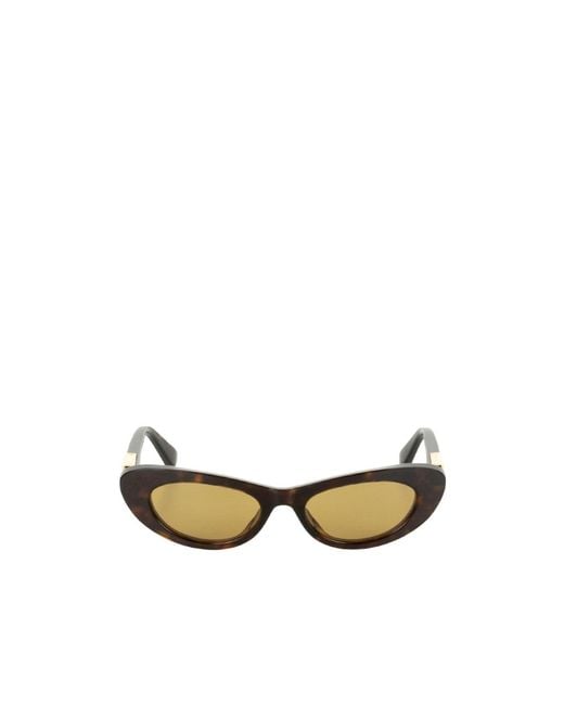 Bottega Veneta White Snap Oval Sunglasses