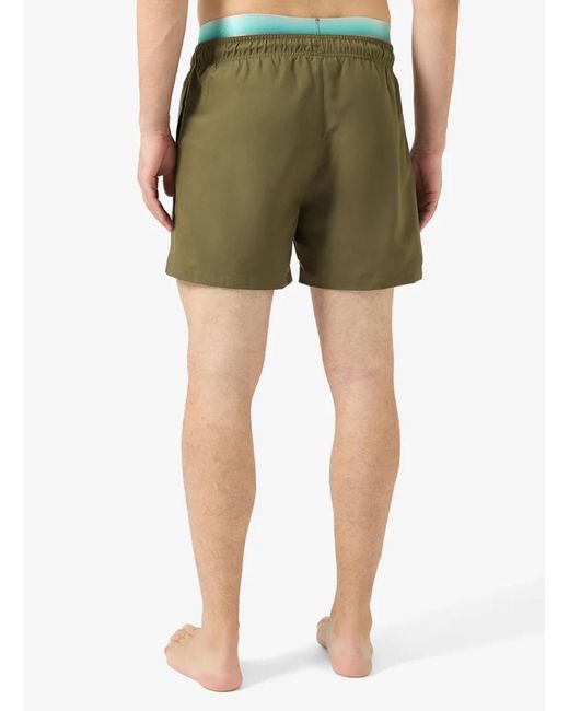 Emporio Armani Green Logo Drawstring Swim Trunks for men