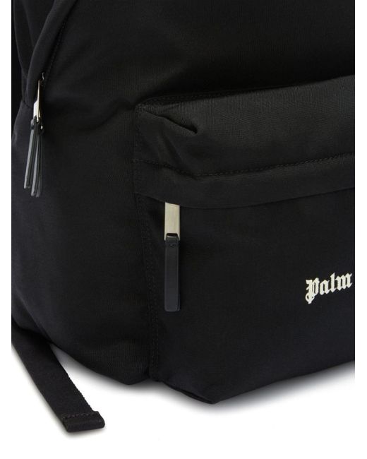Palm Angels Black Logo-Embroidered Zipped Backpack for men