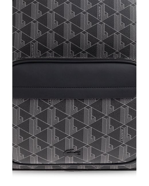 Lacoste Gray Geometric Letter Pattern Backpack for men