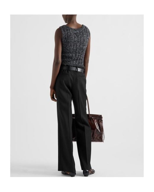 Prada Blue Belted Pleated Trousers