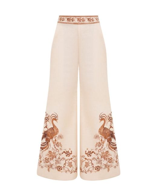 Zimmermann Natural Embroidered Trousers