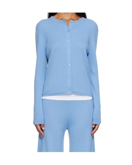 Lisa Yang Blue Crew-Neck Knit Cardigan