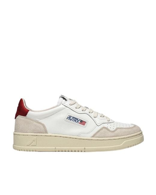 Autry White Paneled Low-Top Sneakers for men