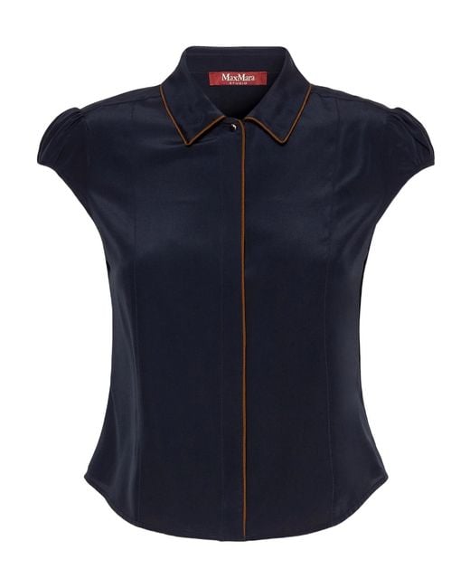 Max Mara Blue Studio Crepe De Chine Shirt