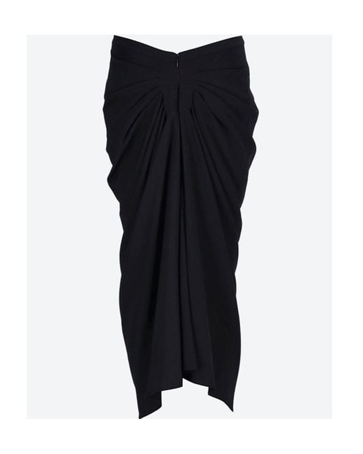 Dries Van Noten Black Ruched Zipped Skirt