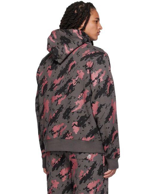BBCICECREAM Gray Camouflage-Printed Long-Sleeved Hoodie for men